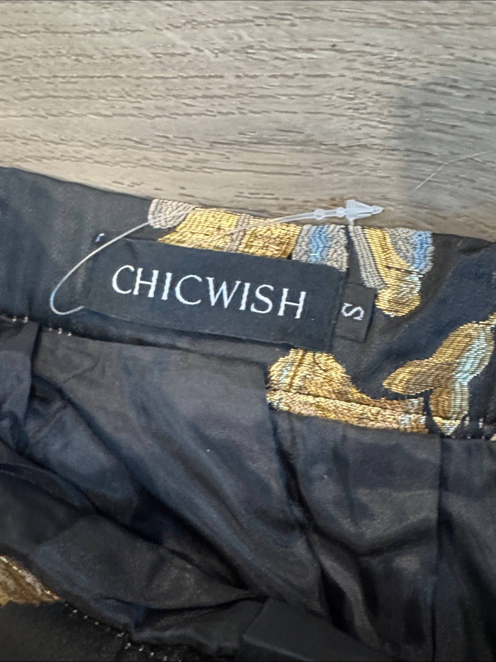 Chicwish Black and Gold A-Line Brocade Skirt - Picture 3 of 7
